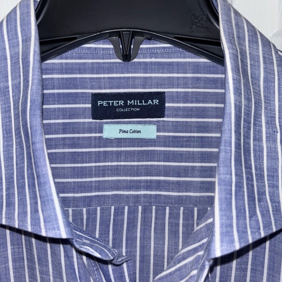Peter Millar Collection Pima Cotton Striped Button-Up Shirt SZ XL - Picture 6 of 10